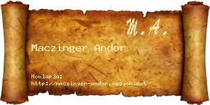 Maczinger Andor névjegykártya